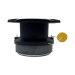 Black bullet tweeter side view with round mounting base and exposed terminals