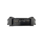 Car audio monoblock amplifier side view showing control ports and terminal openings
