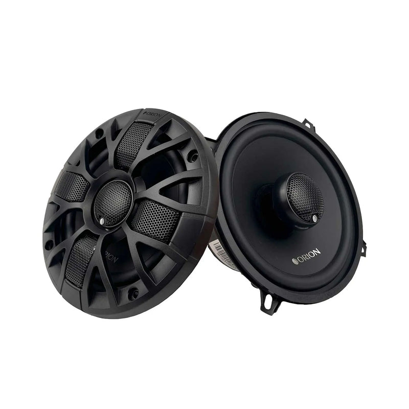Orion 2-way coaxial car speaker, black grille with tweeter and midrange cones