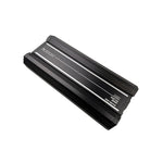 Black Orion class-D monoblock amplifier angled view, vented heat-sink style casing