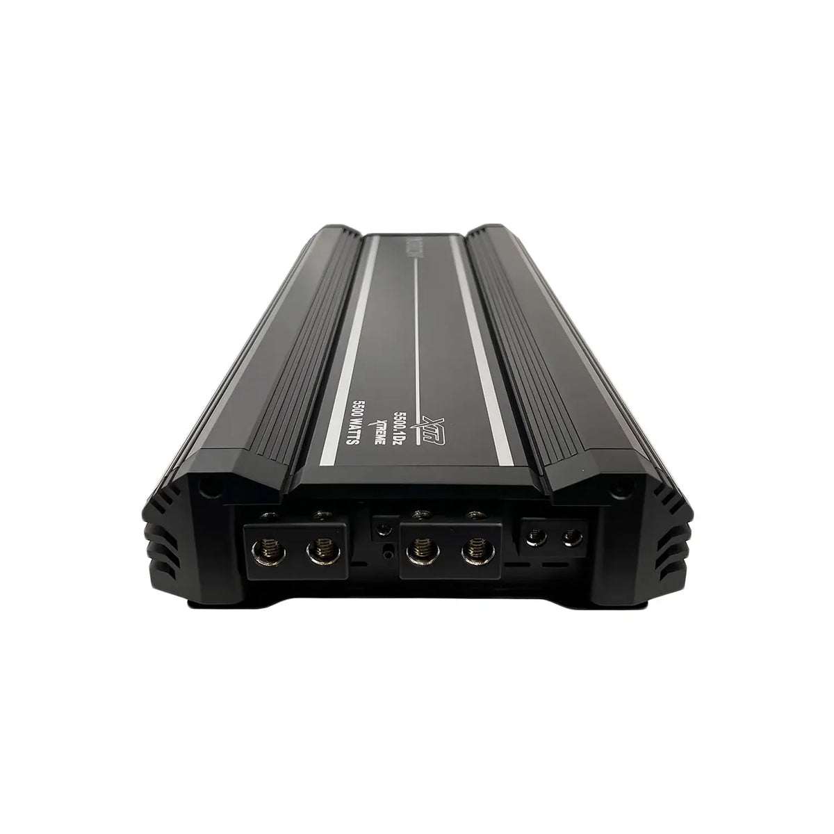 Black Orion monoblock amplifier rear panel with connection terminals along bottom edge
