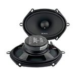 Black coaxial car speaker with tweeter and woofer, ORION branding and terminals