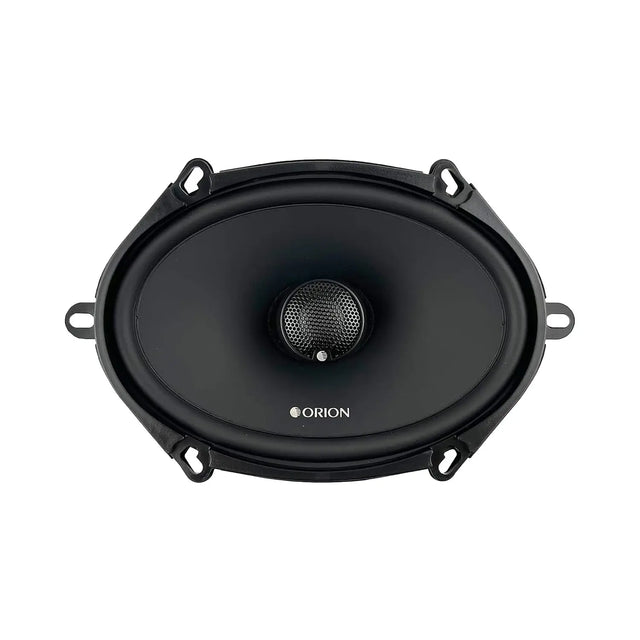 Black 5x7 coaxial car speaker with central tweeter dome and ORION logo