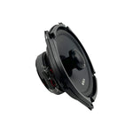 Black coaxial car speaker shown from the side with tweeter and woofer details