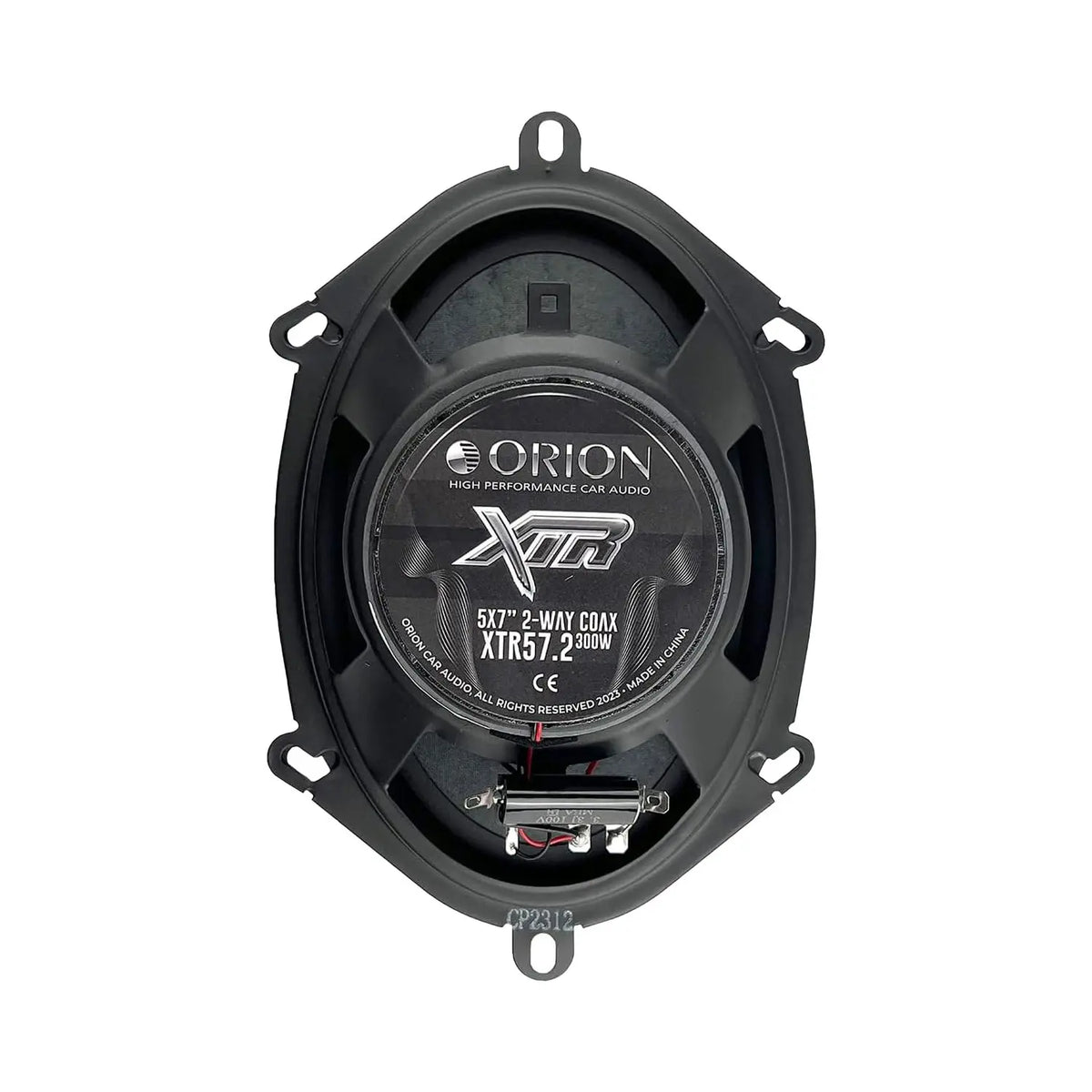 Black ORION XTR 5x7 coaxial 2-way speaker with cone and tweeter labels