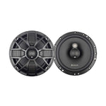 Black 6.5in 3-way coaxial speaker, front and rear drivers with tweeter