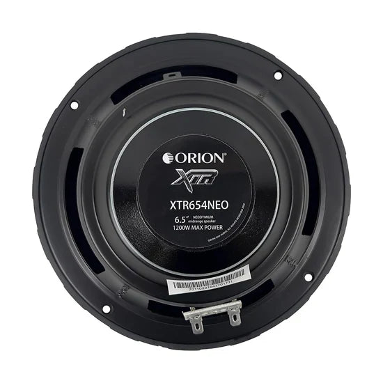 ORION XTR654NEO 6.5 in midrange speaker back with ORION logo and terminals