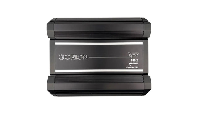 Orion XTR750.2 two-channel class A/B amplifier, black chassis with front markings