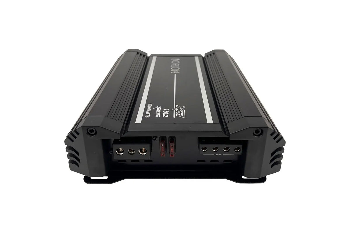 Orion XTR750.2 amplifier rear panel with speaker and power connection ports
