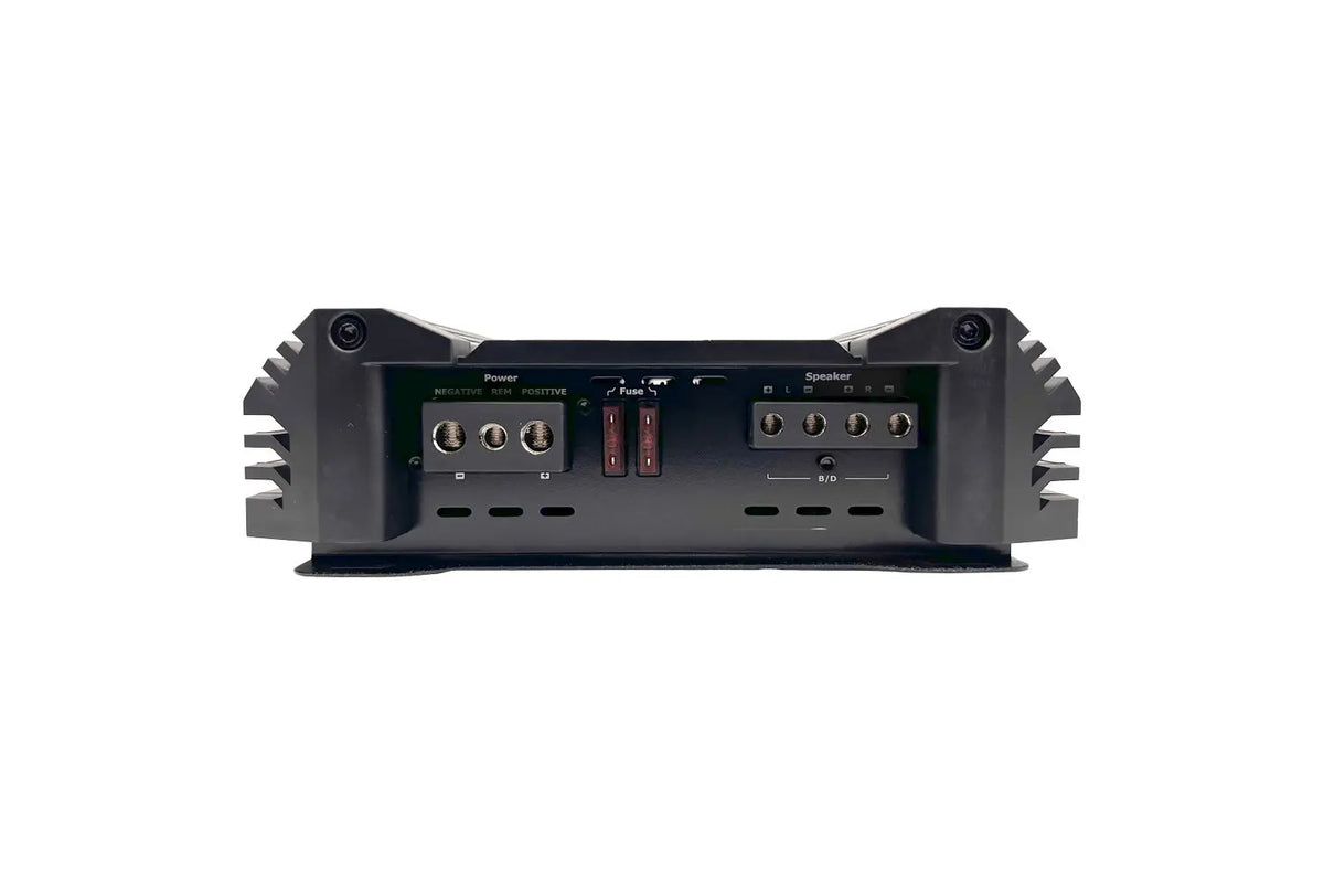 Orion XTR750.2 amplifier rear panel ports view, includes switch and indicator areas