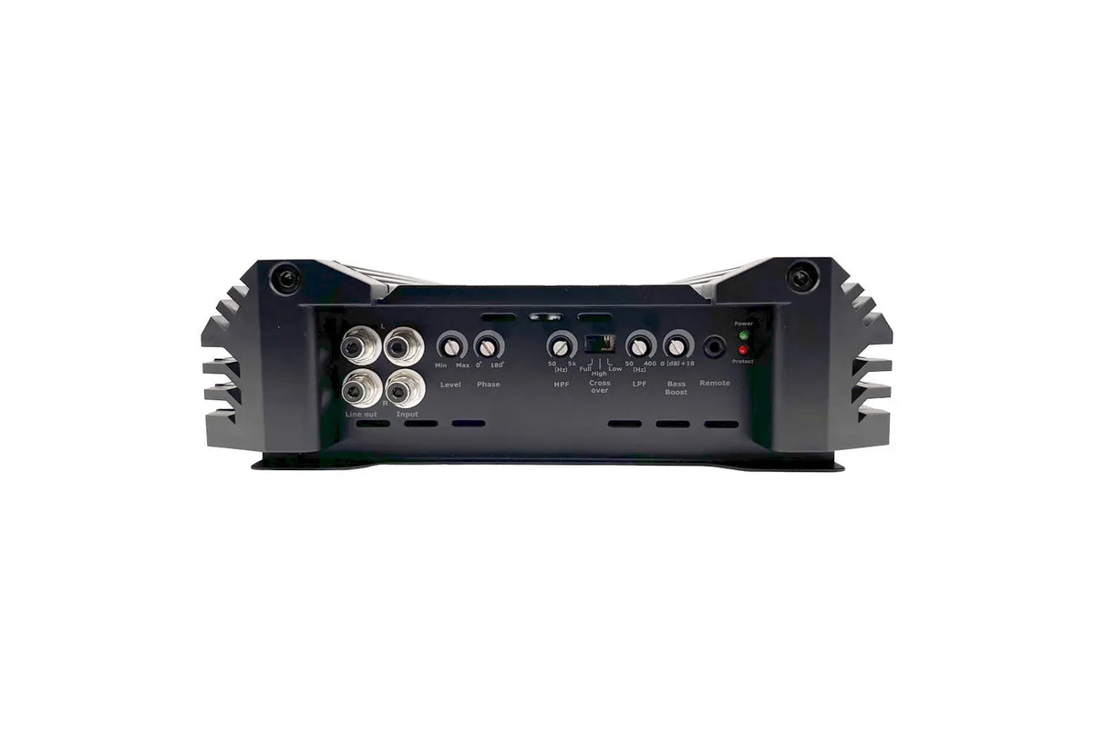 Orion XTR750.2 amplifier rear panel with RCA input terminals and output connectors