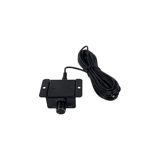 Car amplifier bass control module with mounting bracket and wired cable bundle