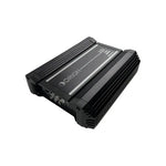 Orion XTR 4-channel car amplifier angled view, black casing with front print