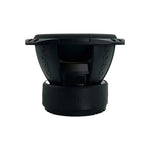 Black dual 8-inch subwoofer enclosure with open mounting area and cutouts