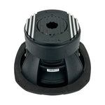 12-inch subwoofer back view with black cooling fins and mounting hardware