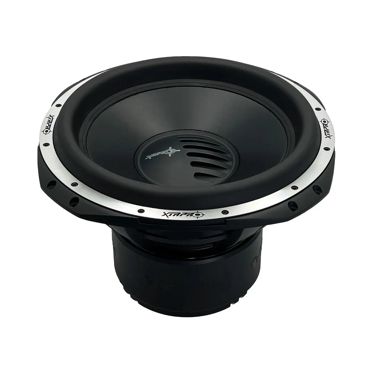 Orion 15-inch subwoofer speaker front with recessed black cone and silver accent ring