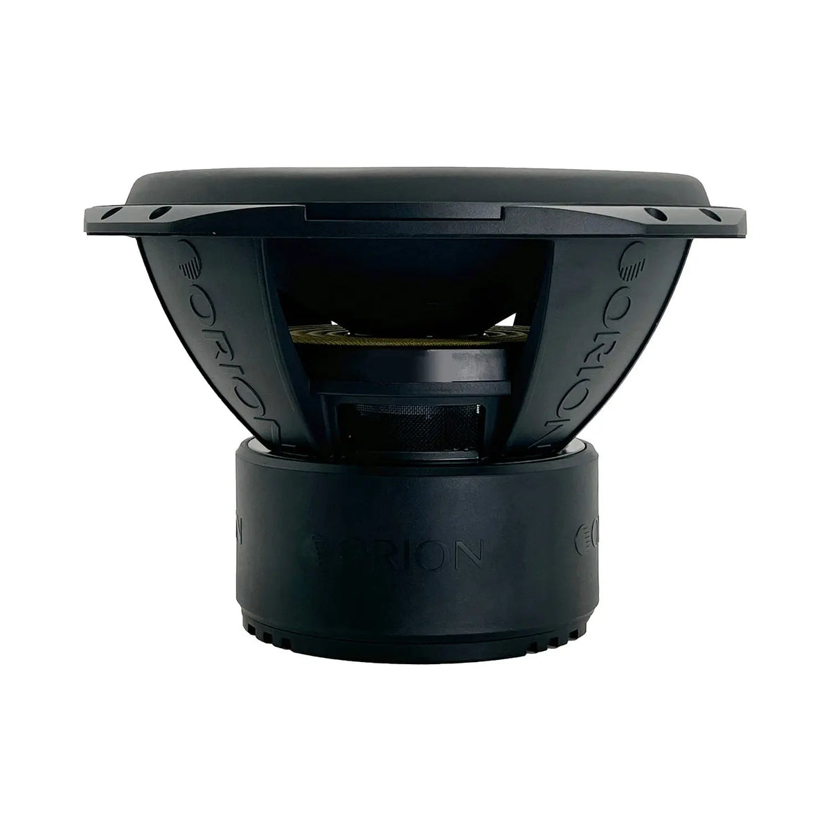 Orion subwoofer top-down view showing basket and mounting structure