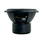 Rear view of 15-inch subwoofer with vented basket and black housing