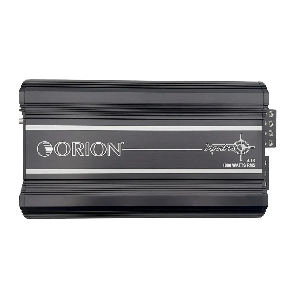 Orion XTRPRO4.1K 4-channel car amplifier, black with front logos and power badge