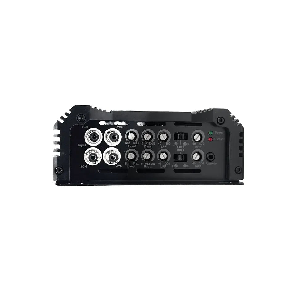 Orion XTRPRO4.1K amplifier rear connectors with multiple RCA ports and switches