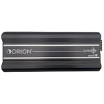 Orion XTRPRO 4-channel car amplifier, black finned housing front view