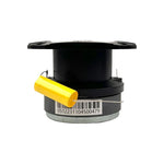 Bullet tweeter side view with yellow capacitor and black mounting base