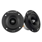 Pair of black Orion bullet tweeter speakers side-by-side with mounting holes