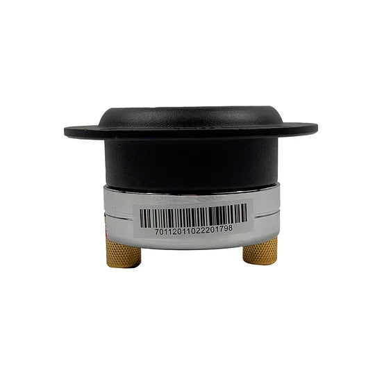 Black bullet tweeter speaker back view with metal base and gold mounting posts