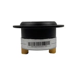 Black bullet tweeter speaker back view with metal base and gold mounting posts