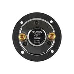 Black bullet tweeter speaker front with gold binding posts and XTR badge