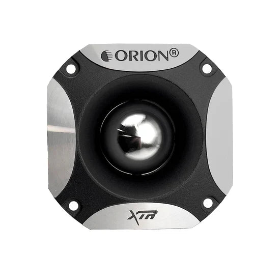 ORION XTR super bullet tweeter with black and silver faceplate, mounting holes
