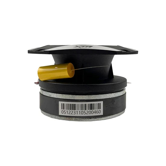 ORION XTR super bullet tweeter side view with yellow connector and black base