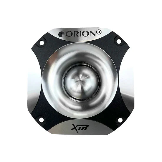Black Orion bullet tweeter with silver horn and four mounting holes