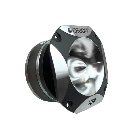 Black Orion bullet tweeter with silver flared horn and XTR badge