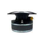 Black bullet tweeter with exposed terminal and silver ring, side view