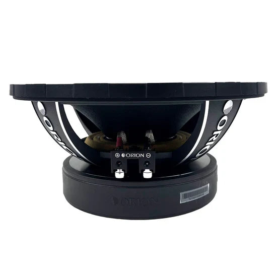 Orion 10-inch midrange speaker with terminals visible on inner back plate