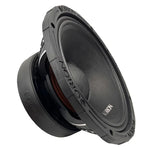 10 in midrange speaker driver side view, black cone and frame with Orion marking