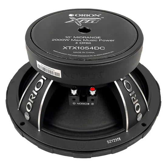 10 in midrange speaker driver top dust cap label XTX1054DC with Orion branding
