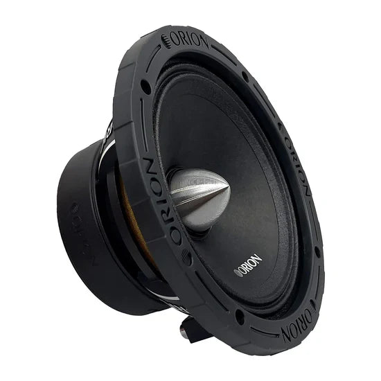 Black 6.5-inch midrange speaker angled view with silver cone center