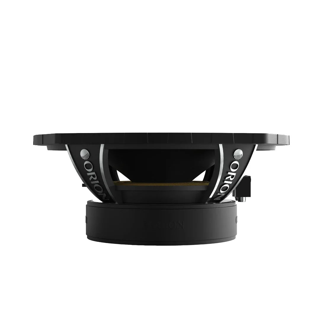 Black 6x9 in midrange speaker driver top view showing frame and terminals
