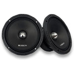 Black Orion 8-inch midrange speaker pair with silver cone domes