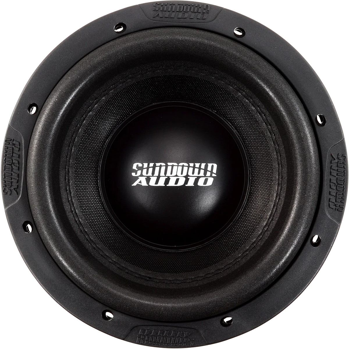 Sundown Audio 8 in subwoofer with black cone and silver logo, front view