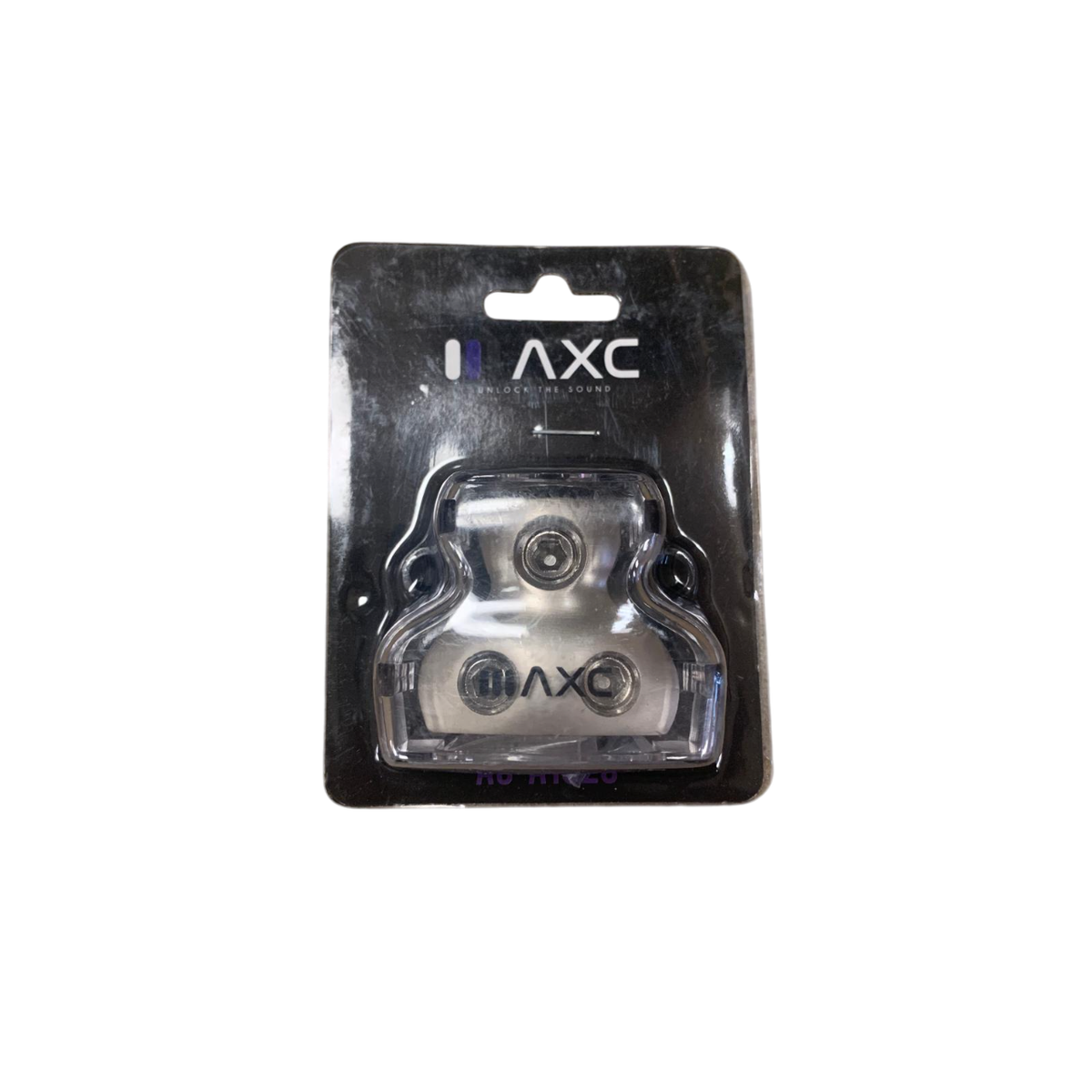 Audio distribution block retail pack with nickel-plated unit in clear blister.