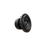 Black 8-inch car subwoofer with front cone, grille, and mounting screw holes