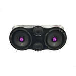 Car speaker pair with two 6.5 in coaxial drivers and purple LED center rings