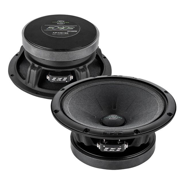 Deaf Bonce car subwoofer speaker, black basket and cone with green label detail