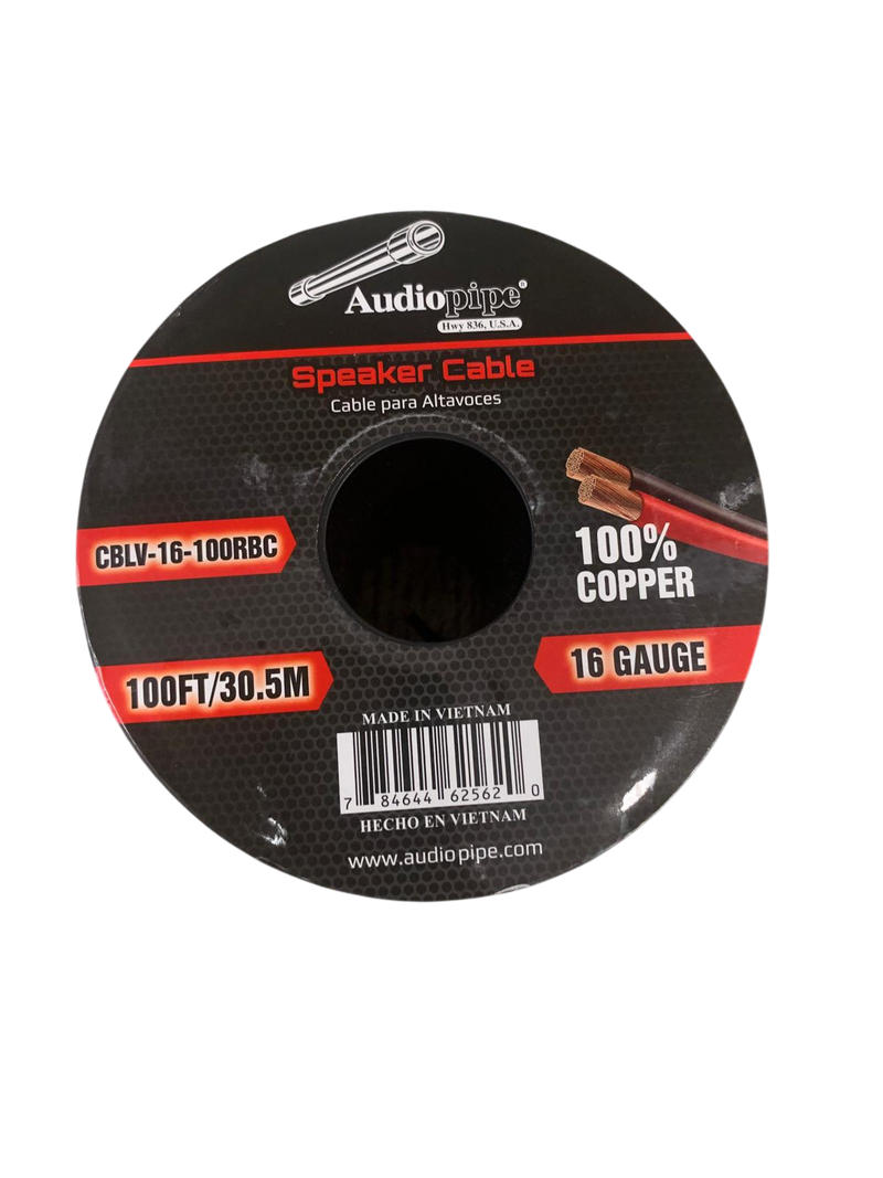 16-gauge copper speaker wire spool, 100 ft