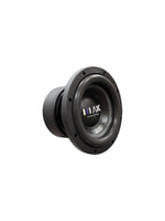 Black 8-inch subwoofer with centered cone and blue AXC logo on dust cap