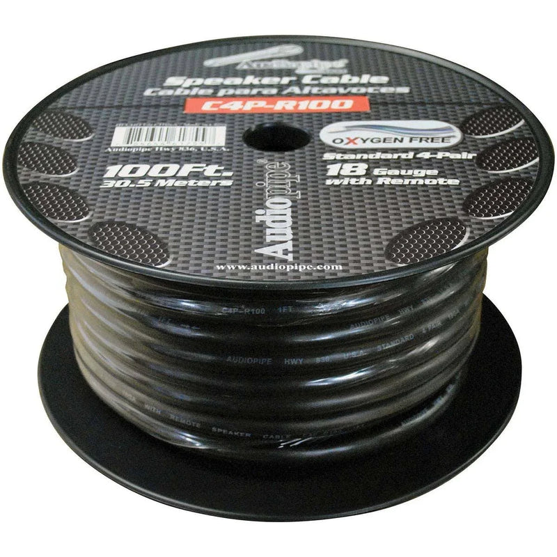 9-wire speaker cable spool with black jacket, Audiopipe C4P-R-100, 100 ft
