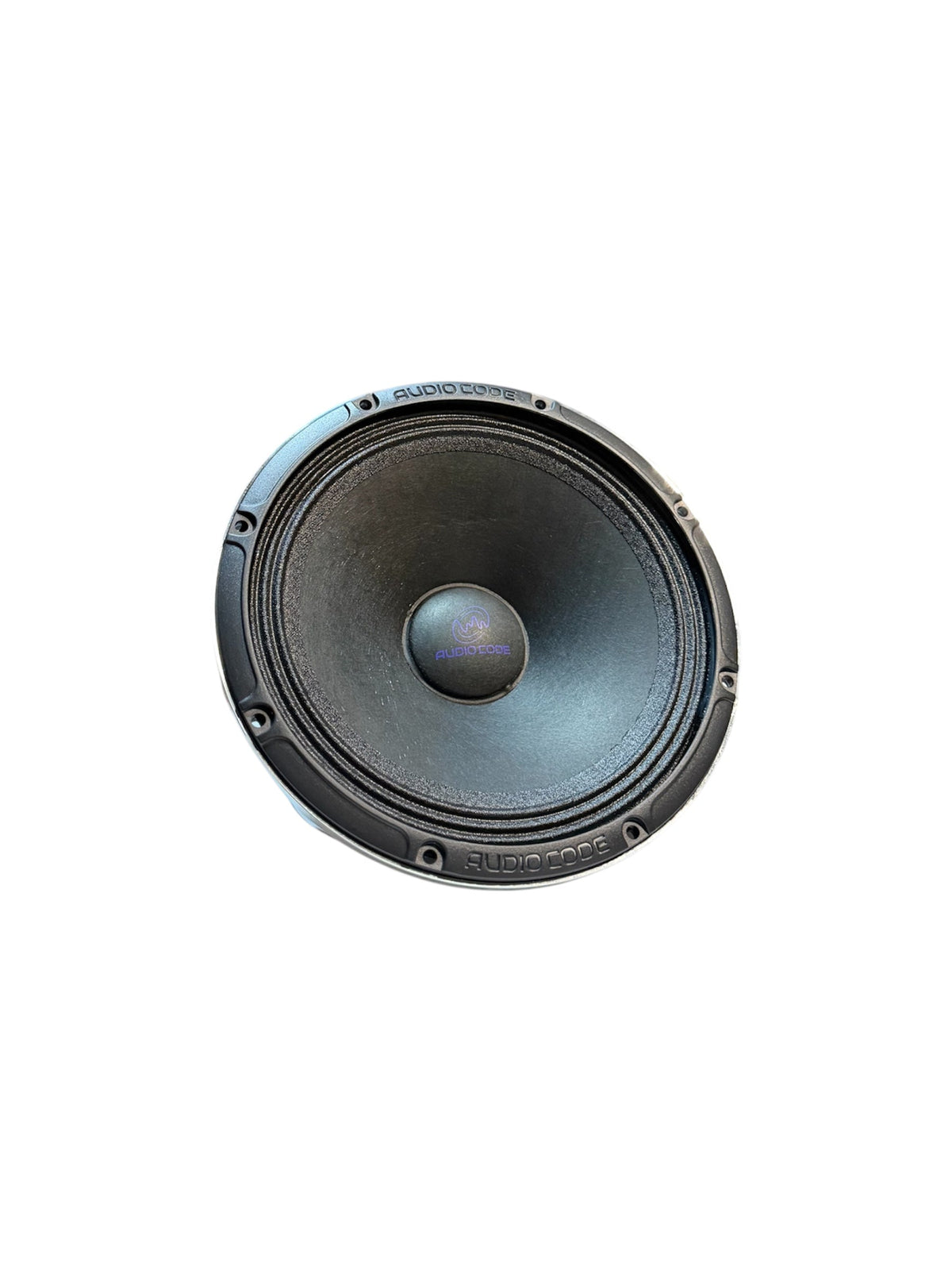 6.5-inch midrange speaker, black cone with gray dust cap and visible mounting screws